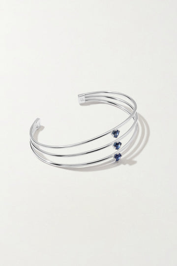 TIGA Silver Cuff with Blue Kyanites - Adeena Jewelry