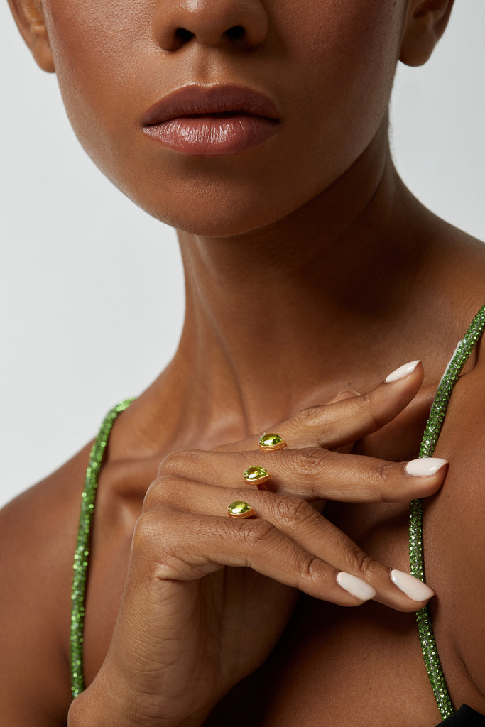GILI 18K Gold plated Ring with Peridots - Adeena Jewelry