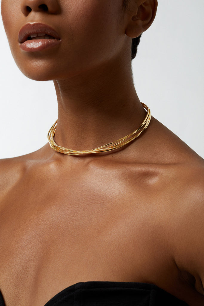 KIRA KIRA wide 18K Gold plated Choker - Adeena Jewelry