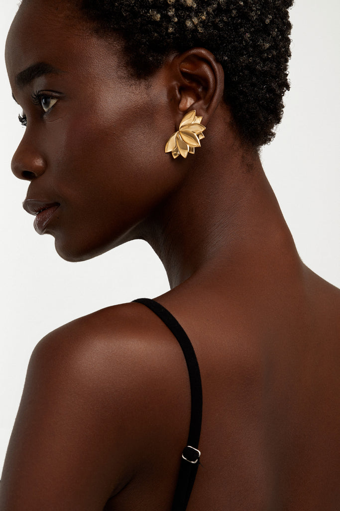 LOTUS 18K Gold plated Earrings - Adeena Jewelry