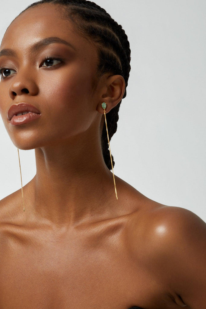 AYU 18K Gold plated Earrings with Mint Kyanite - Adeena Jewelry