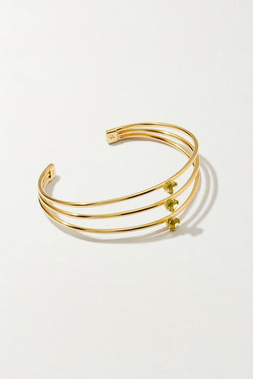 TIGA 18K Gold plated Cuff with Peridots - Adeena Jewelry