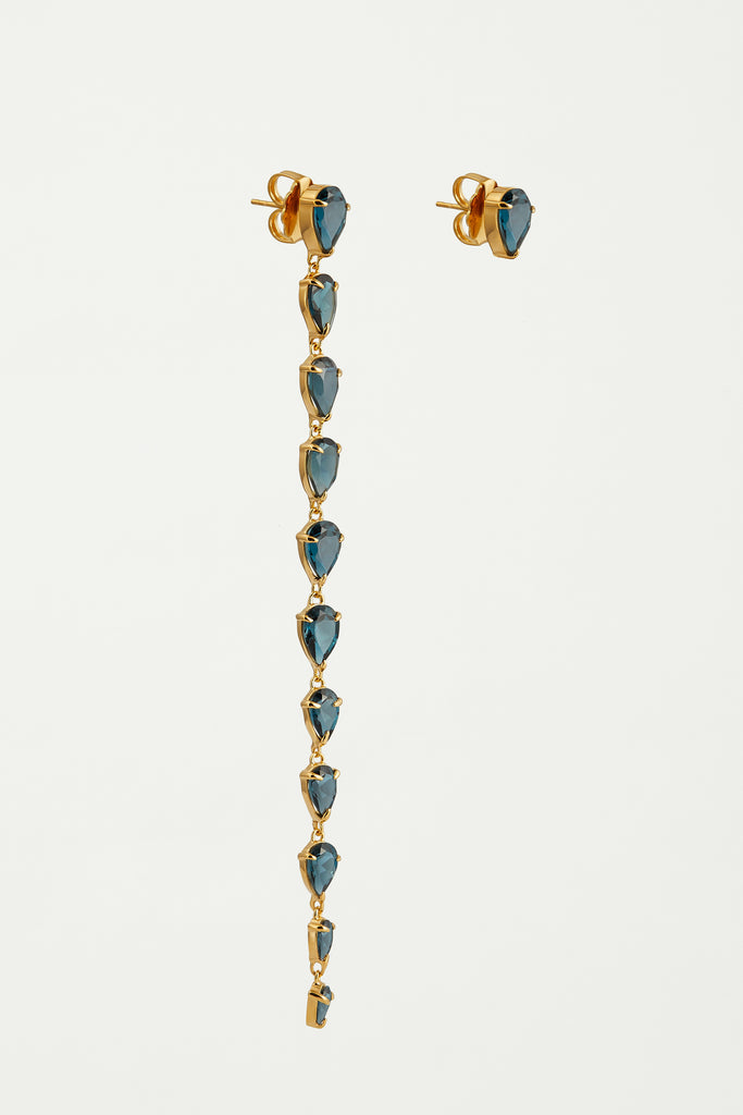 CINTA 18K Gold plated Earrings with London Blue Topaz - Adeena Jewelry