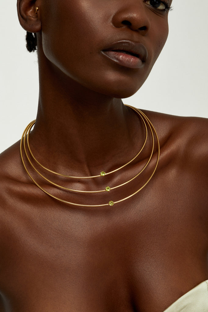 TIGA 18K Gold plated Choker with Peridots - Adeena Jewelry