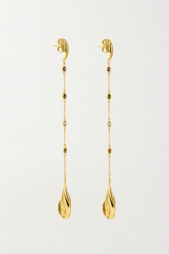 FRANGIPANI 18K Gold plated Earrings with Tourmalines - Adeena Jewelry