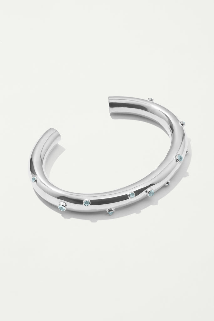 DEWI Silver Cuff with Aquamarines - Adeena Jewelry