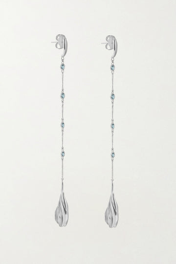 FRANGIPANI Silver Earrings with Aquamarines - Adeena Jewelry