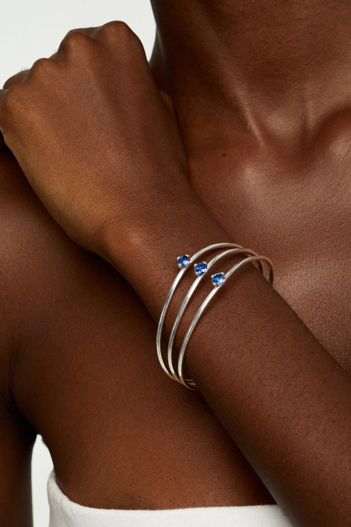 TIGA Silver Cuff with Blue Kyanites - Adeena Jewelry