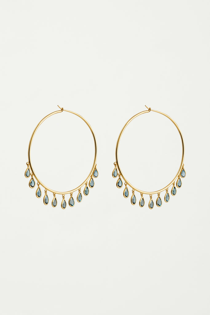 RATU 18K Gold plated Earrings with London Blue Topaz - Adeena Jewelry