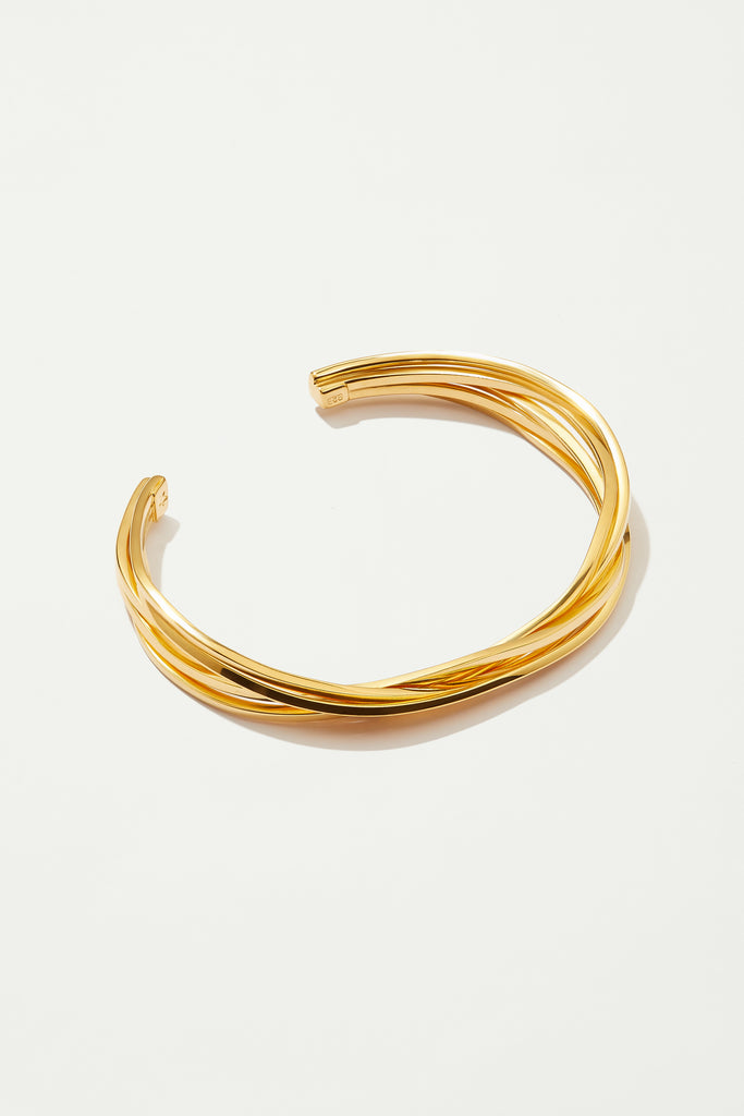 KIRA KIRA wide 18K Gold plated Cuff - Adeena Jewelry