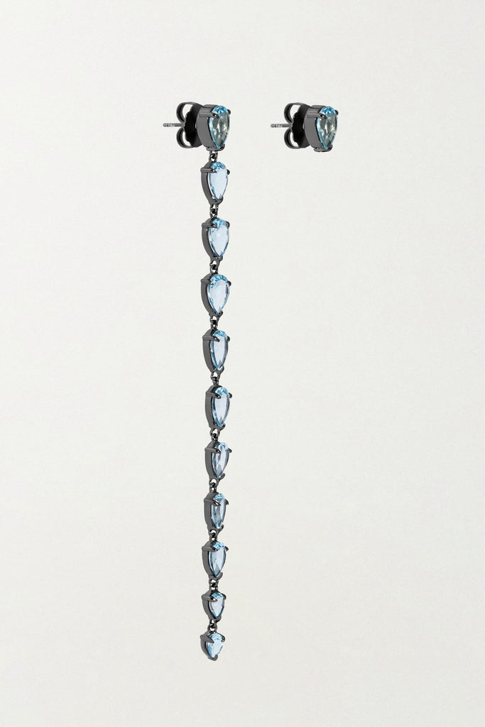 CINTA Black Rhodium plated Earrings with Sky Blue Topaz - Adeena Jewelry