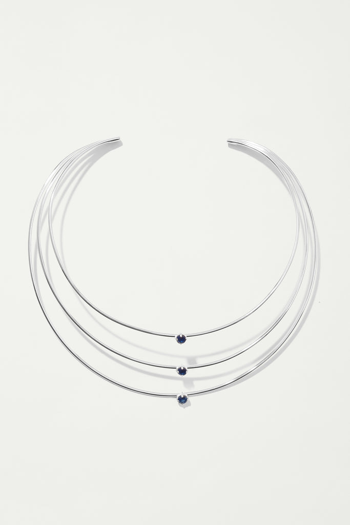 TIGA Silver Choker with Blue Kyanites - Adeena Jewelry