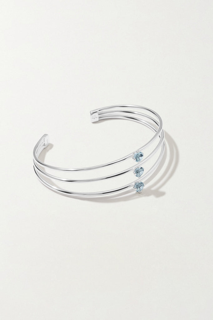 TIGA Silver Cuff with Aquamarines - Adeena Jewelry