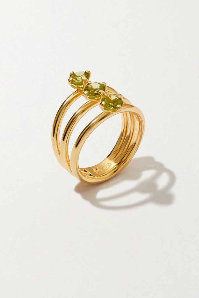 TIGA 18K Gold plated Ring with Peridots - Adeena Jewelry